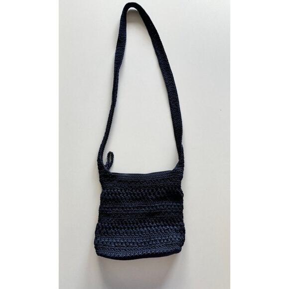 The Sak Navy Blue Crochet Shoulder Crossbody Bag Boho Purse - Picture 1 of 16